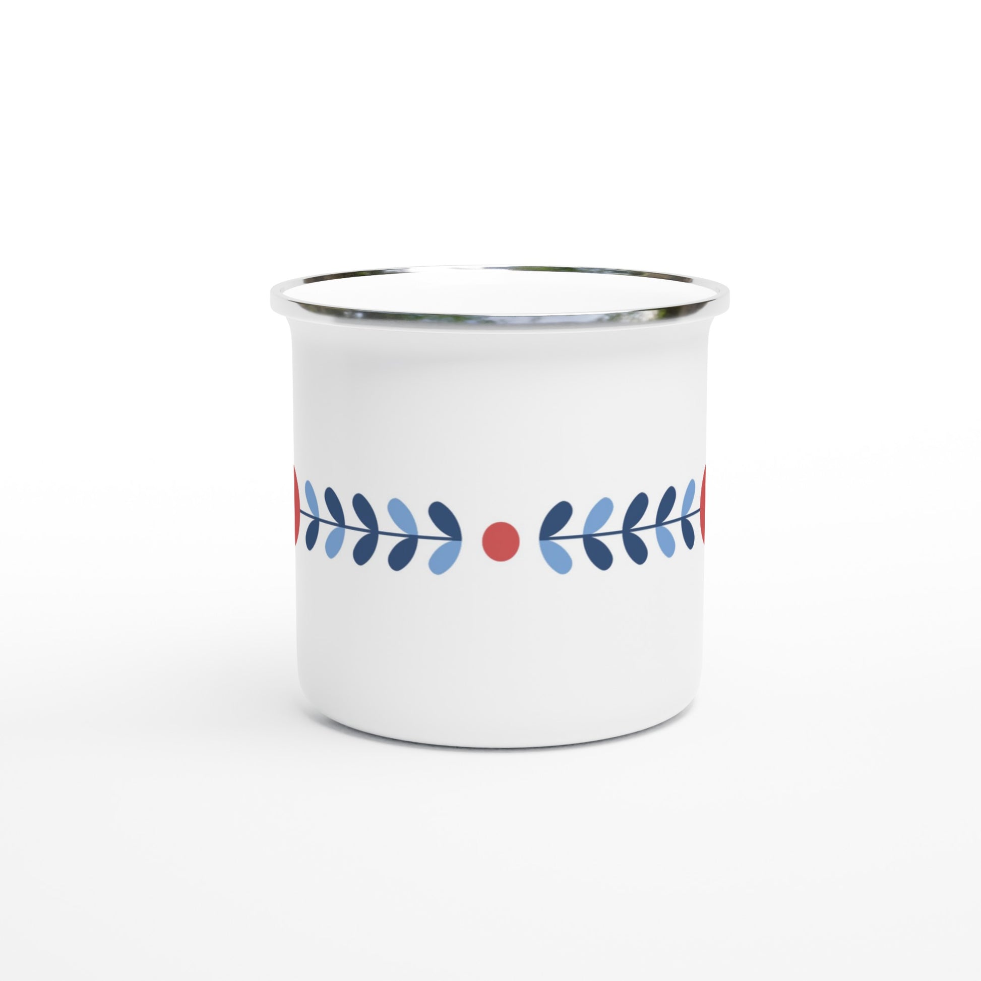 White-Red-and-Blue-Flower-Enamel-Mug-with-silver-edge