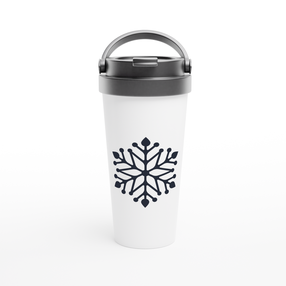 White-Snow-Flake-Stainless-Steel-Travel-Mug