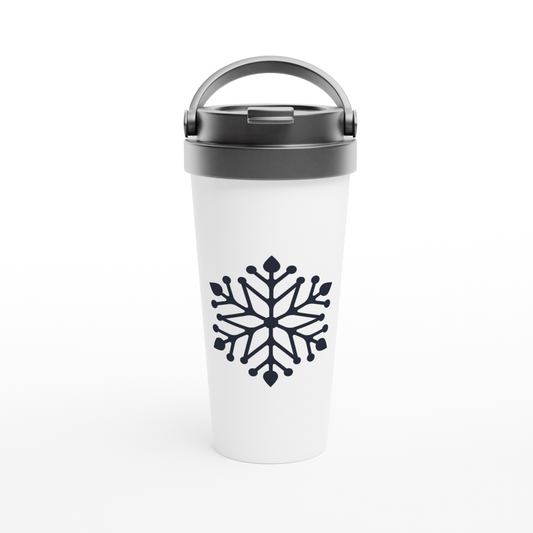 White-Snow-Flake-Stainless-Steel-Travel-Mug